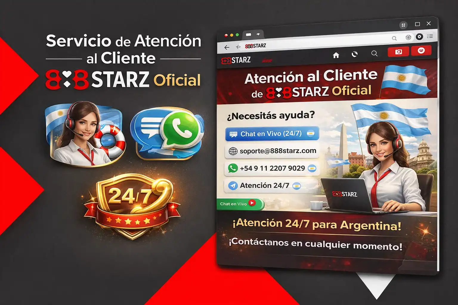 Canales de contacto con el soporte de 888starz casino